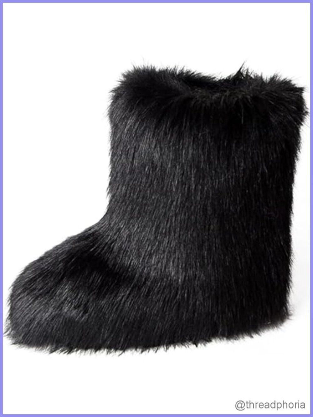 Faux Fur Fluffy Winter Snow Boots Flat Heel Pull-On Mid-Calf
